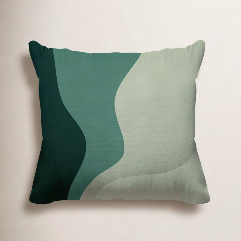 Bunko Ombre Outdoor Reversible Throw Pillow, 17" x 17", Emerald, Square