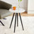 Hemmine Wooden 4 Legs Coffee Table, Round Nightstand with Faux Marble Design Table Top, Faux Marble End Table for Apartment Small Space-1173754128-1173754129