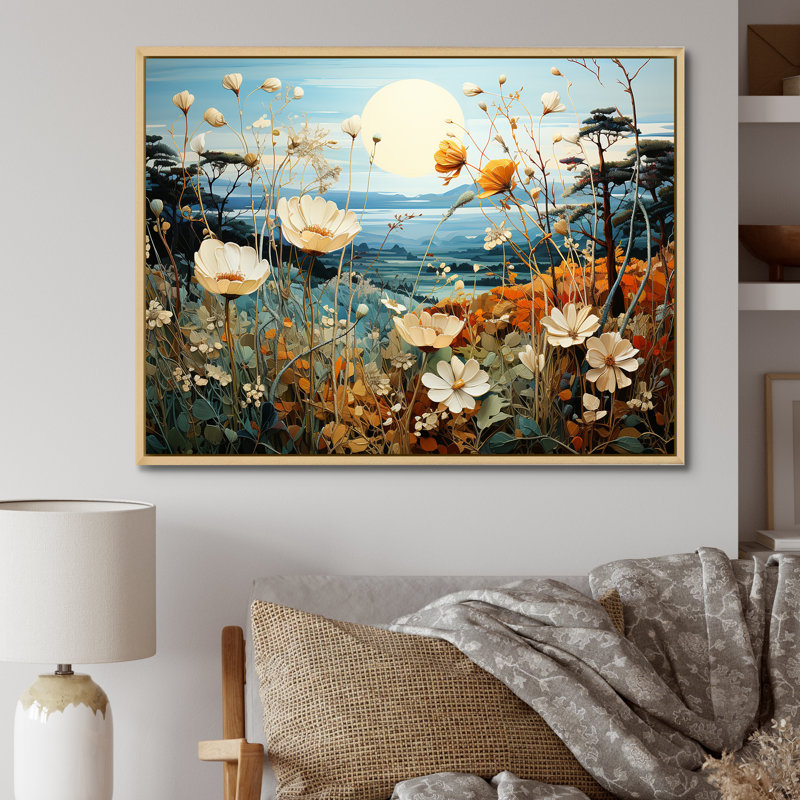 «Cool And Calming Flower Blooming Fields On», reproduction sur toile, Cadre naturel flottant, H 24 po x l 32 po x P 0,5 po