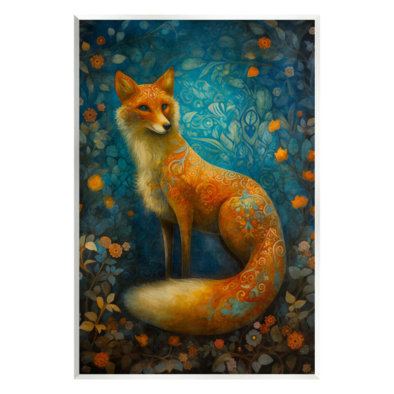 Stupell Industries Patterned Forest Fox Wall Plaque Art Design By LSR Design Studio, H 19 po x l 13 po x P 0,5 po