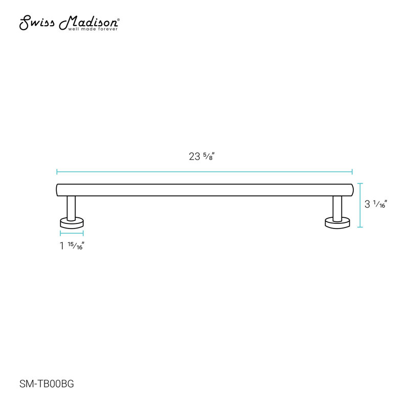 Avallon 24" Brushed Gold Stainless Steel Towel Bar