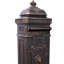 Boîte aux lettres résidentielle au sol, 35,5 x 33 x 101,5 cm, monobloc, en aluminium moulé, bronze, grande capacité, design vintage avec statue et colonne romaine, pour allée de jardin-136128304