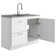 Modern Wide Shaker 46"W Utility Sink & Laundry Cabinet with High-Arc Facet and Stainless Steel Sink, White