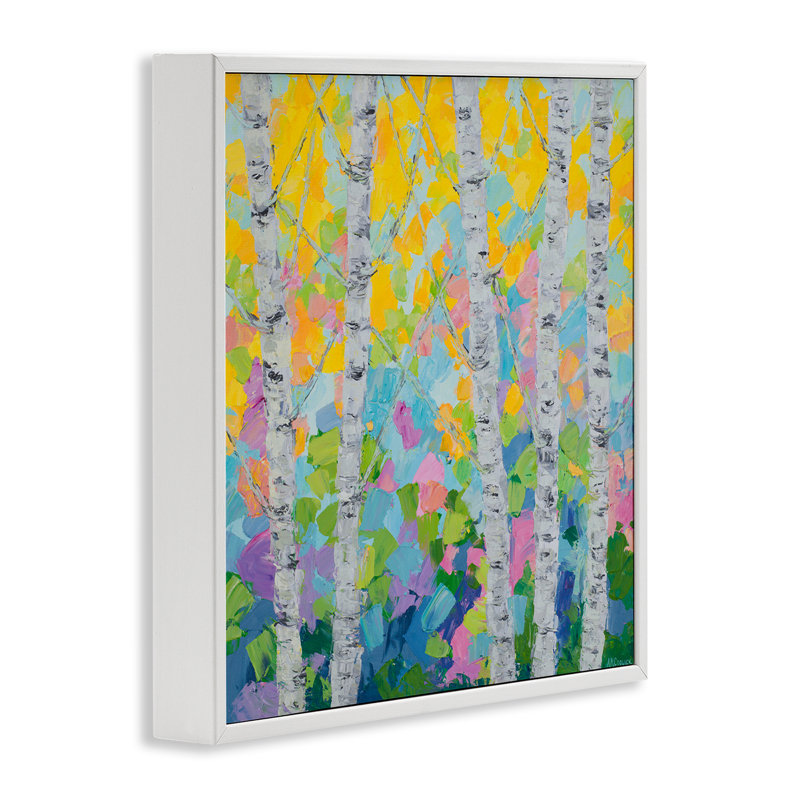«Dancing Birch Tree Forest», estampe numérique par Ann Marie Coolick, Estampe numérique encadrée blanc bord de mer