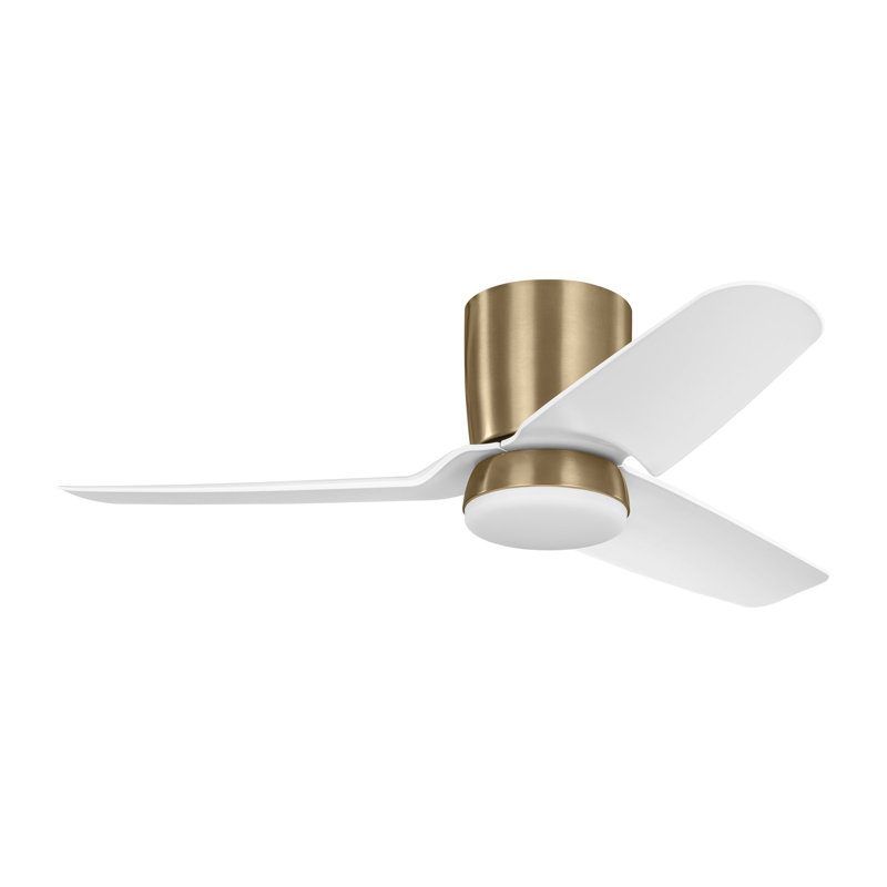 Herdon Indoor Ceiling Fan with Matte White ABS blades and Handheld Remote, Satin Brass/Matte White