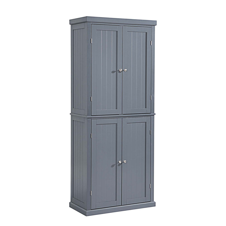 Tall Storage Cabinet Kitchen Pantry Cupboard Organizer Furniture 4 Door  Shelves