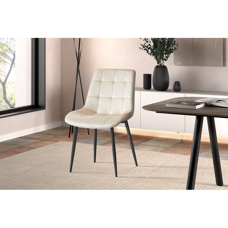 Greilickville 47cm H Polyester Upholstered Metal Side Chair, Beige