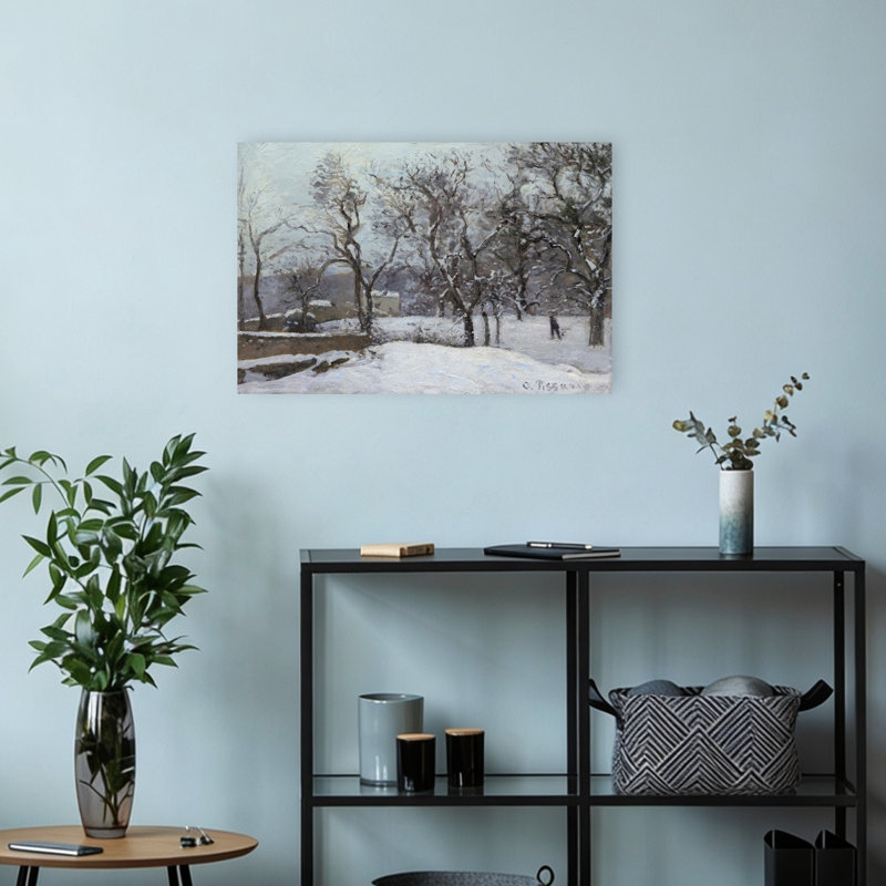 Snow At Louveciennes, C.1870 Impressionist Abstract Contemporary Landscape Tree Wall Art Print by Camille Pissarro - 1 Piece Wrapped Canvas Wall Art