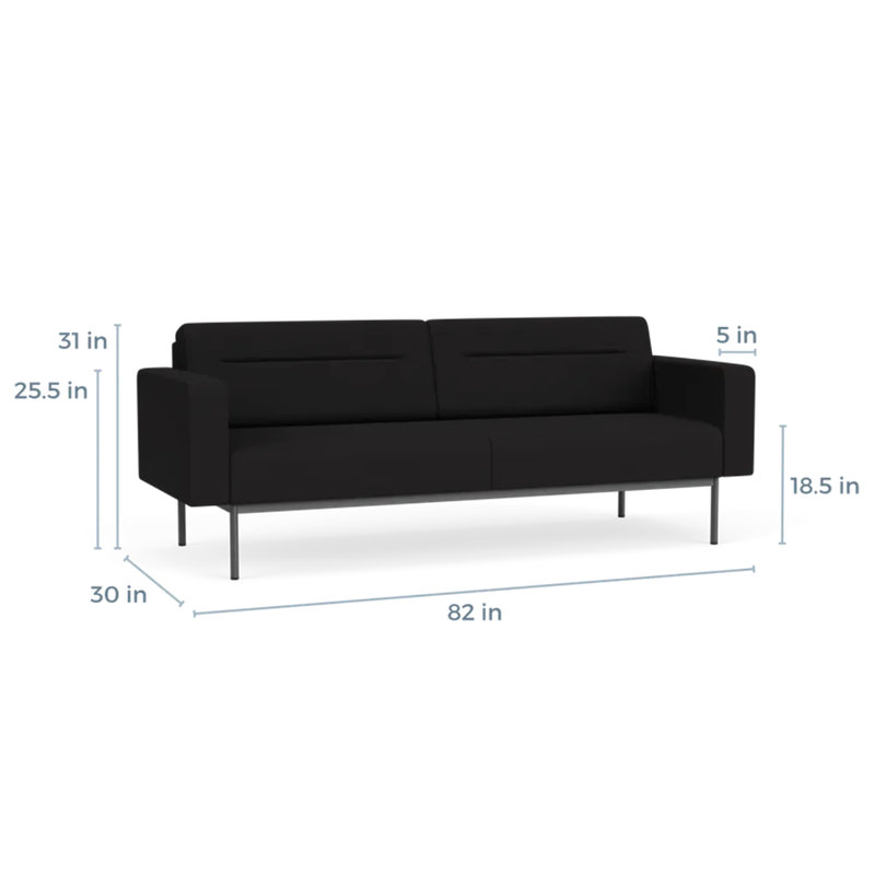 Canapé de réception Darsey, Visite libre noire, Sans alimentation, Gris anthracite
