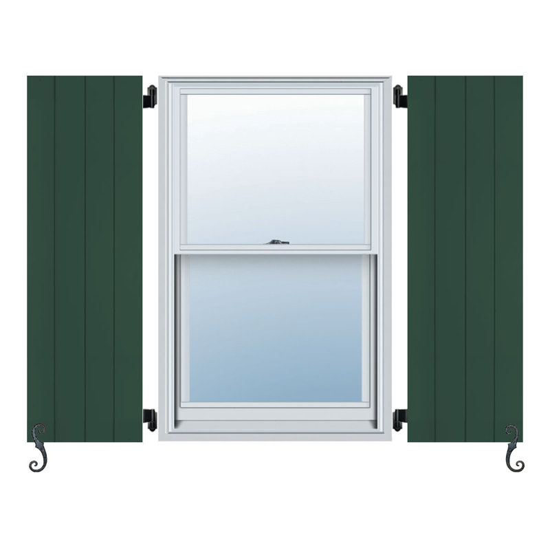 Atlantic Classic No Battens, Board and Batten Shutters Pair, 18", 30", Forest Green