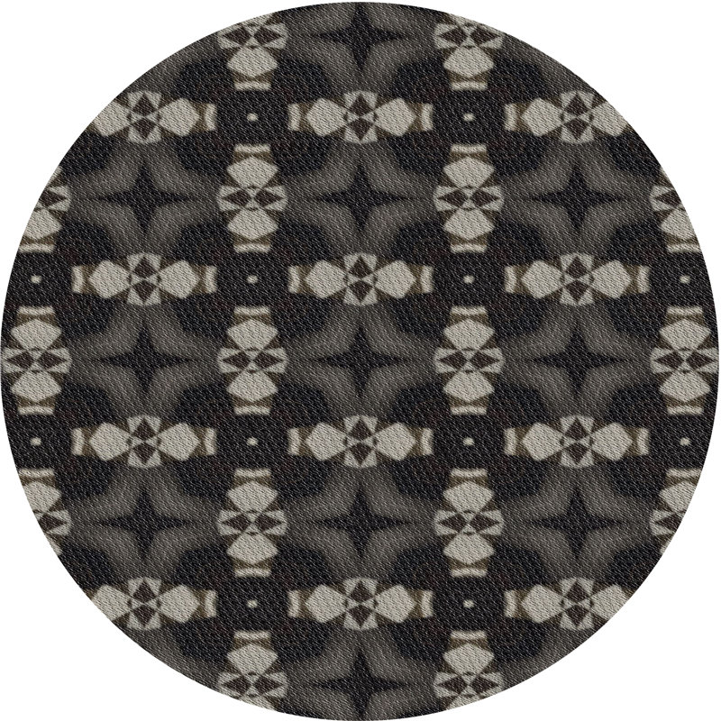 Tapis décoratif noir Schmucker, Rond 7 pi