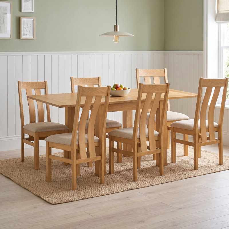 Forelli 91.5 cm Extendable Oak Rectangular Wood Top Dining Table with Wood Base