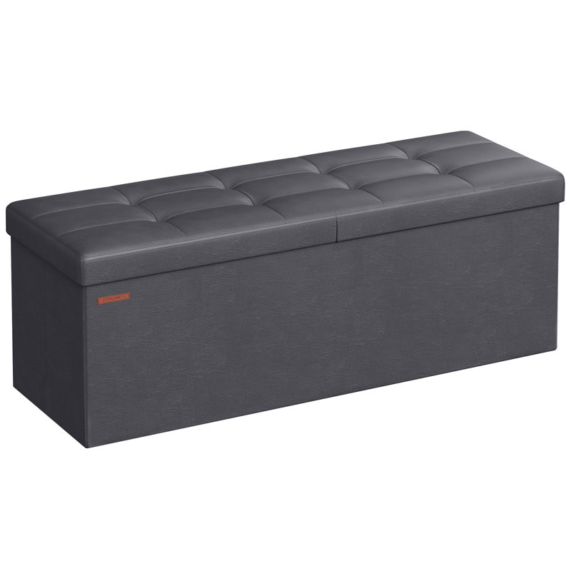 Folding Storage Ottoman, Dark Gray, 15"H x 43.3"W x 15"D