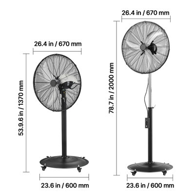 Ventilateur sur piédestal haute vitesse 24 pouces