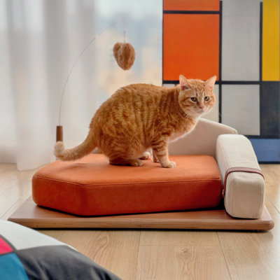 Lit pour animaux en bois moderne pour chats et chiens, coussin amovible