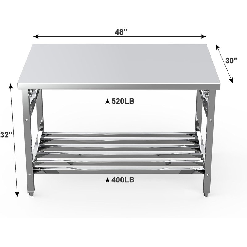 Steel Top Workbench, 32" H x 48" W x 30" D