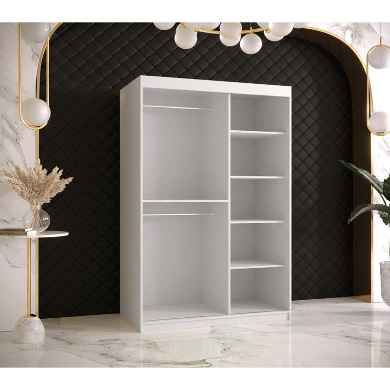 Arnola 2 Door Manufactured Wood Wardrobe, 200 H x 120 W x 62 D cm, White