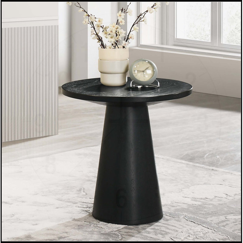 Table de bout ronde à piédestal unique, Noir