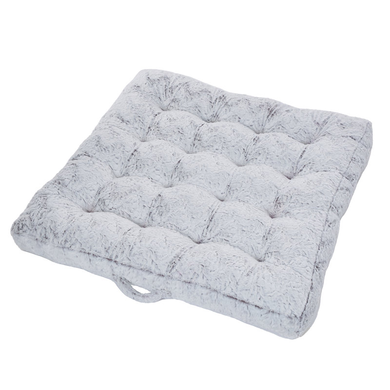 Fauxchilla Animal Print Faux Fur Floor Pillow, Fauxchilla Silver Fox