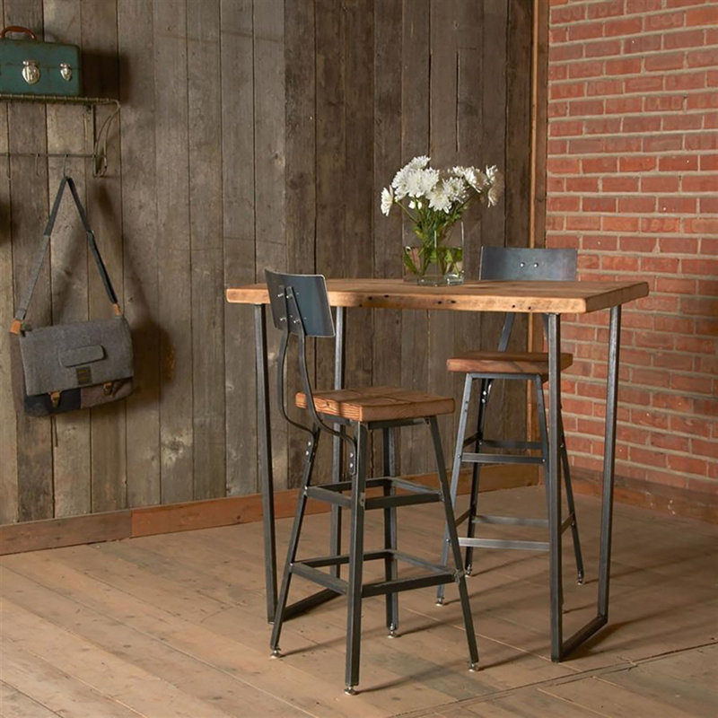 Doron Solid Wood Top Metal Base Dining Table, 42" H x 120" L x 48" W, Chestnut