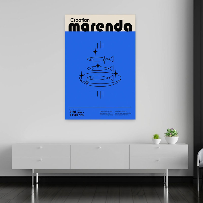 Croate, Marenda, poisson, art abstrait moderne, paysage océanique, H 60 po x l 40 po