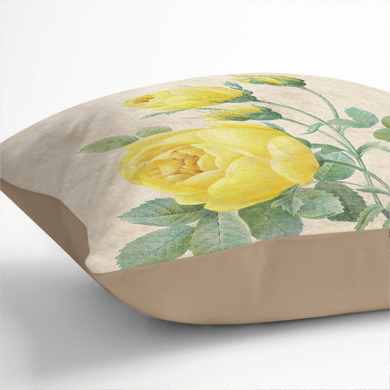 Floral Square Throw Cushion, 55cm H x 55cm W x 20cm D, Stone