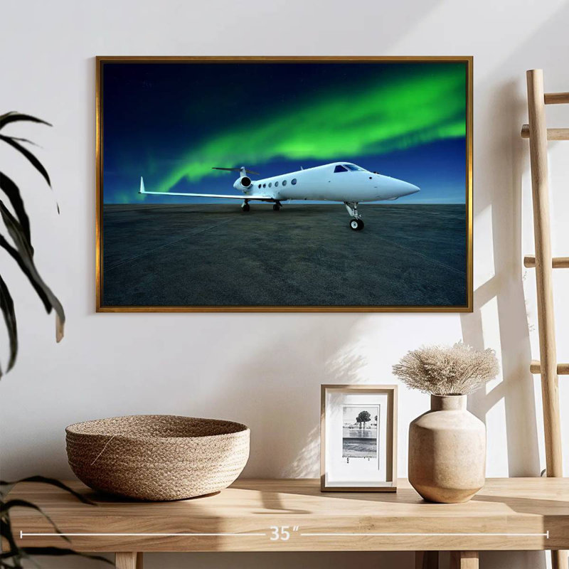 Avion Northern Lights, Cadre flottant doré, 25 po x 17 po