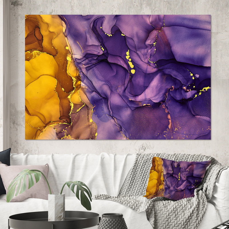 «Mauve et brun», reproduction d'art sur toile abstraite de luxe, H 40 po x l 60 po, Toile tendue