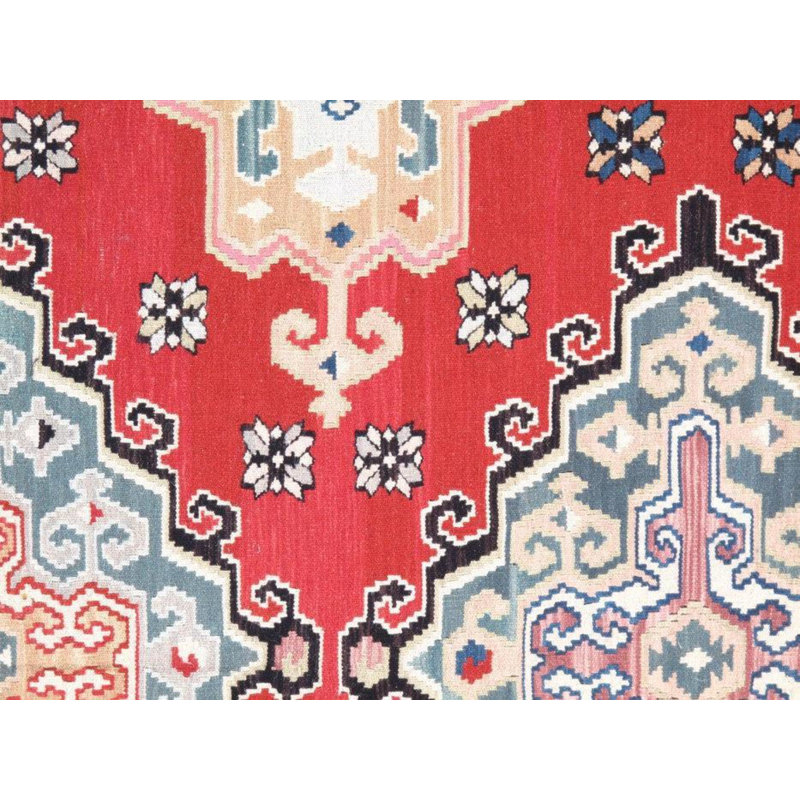 Tapis oriental rouge en laine / coton fait à la main 5 pi 11 po x 8 pi 8 po Oriental