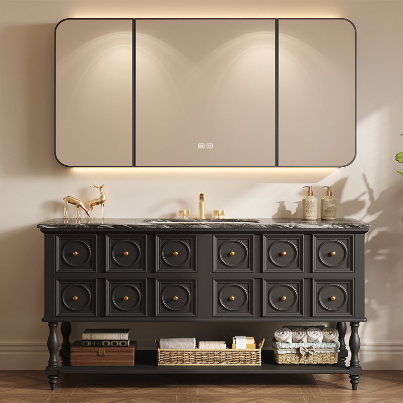Armoire de salle de bain américaine., H 32,28 po x l 55,12 po x P 21,65 po, Noir