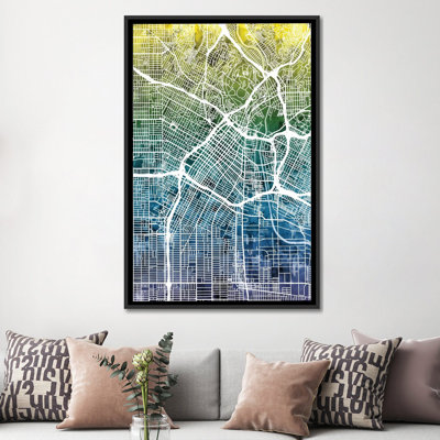 "Color Gradient Urban Street Map Series", Los Angeles, Californie, États-Unis, impression sur toile tendue