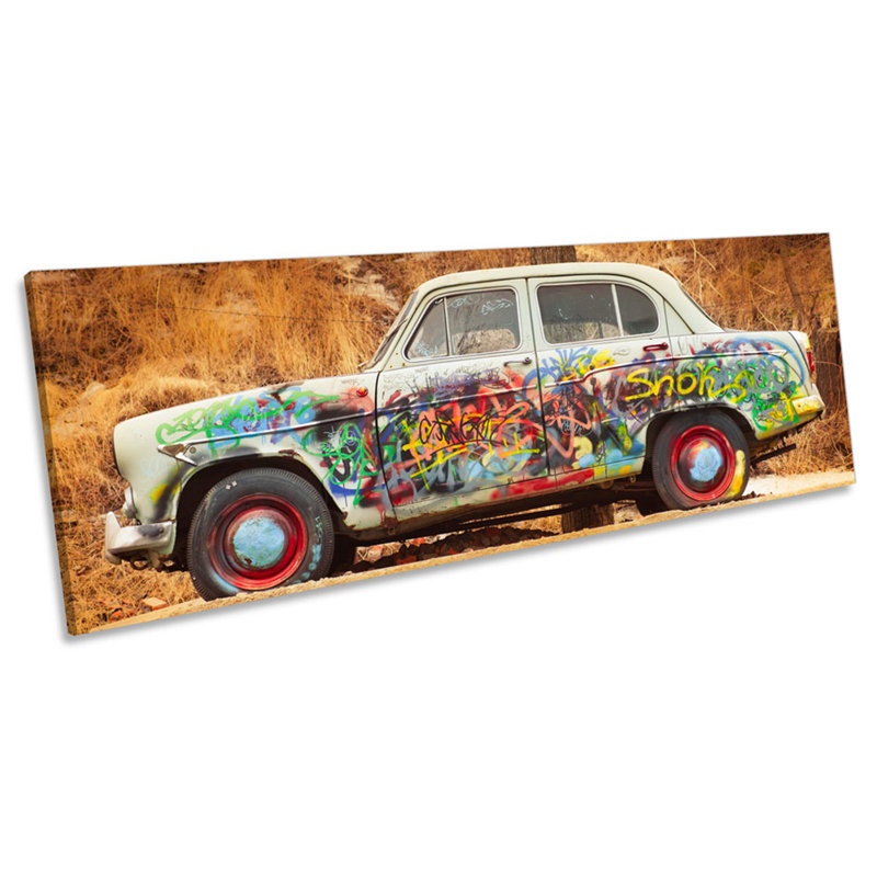 Graffiti Car Urban - Wrapped Canvas Panoramic Print, 30.48cm H x 91.44cm W x 2cm D
