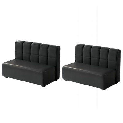 Ensemble de 2 bancs rembourrés en similicuir noir
