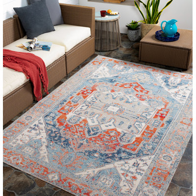 Tapis oriental brûlé orange intérieur / extérieur Enciso