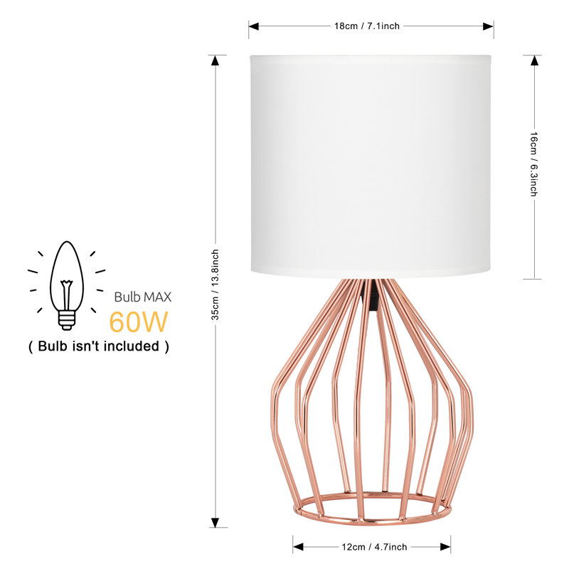 Cab Metal Table Lamp, White, Rose Gold