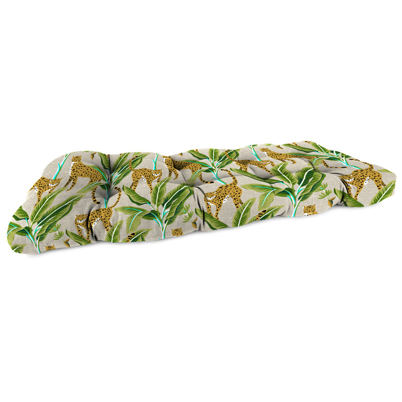44" x 18" Contoured Outdoor Wicker Bench Cushion, Multi-Colored Floral