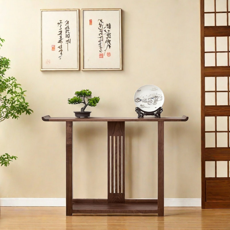 Console en noyer noir, H 33,5 po x l 54,3 po x P 12,6 po