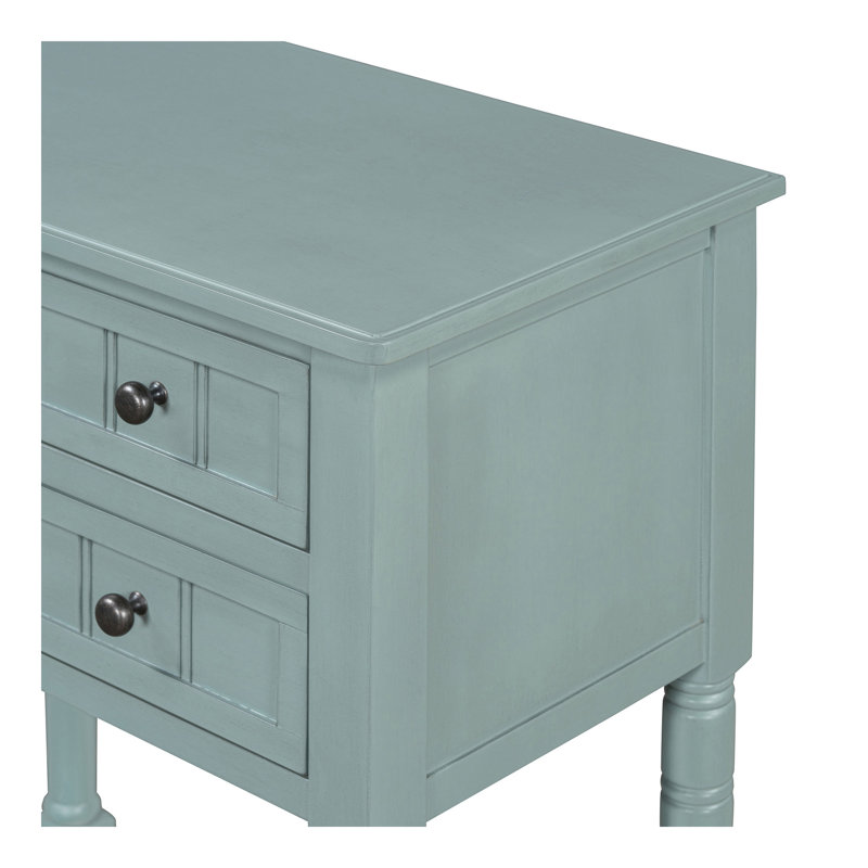 Console étroite, canapé mince avec trois tiroirs de rangement et tablette inférieure (bleu clair), Bleu clair