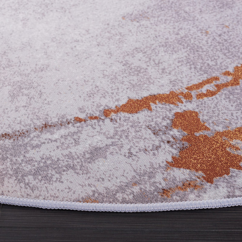 Omaree Performance Machine Washable Abstract Rug, Round 6'