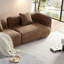 Canapé brun clair, tissu durable, structure en bois massif, rembourrage en éponge haute densité