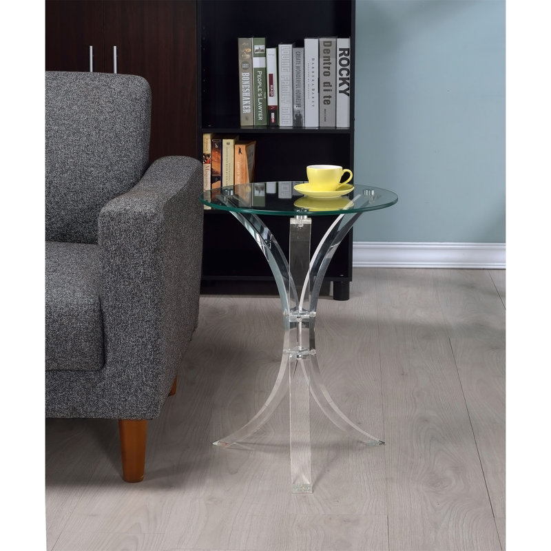 Bailey Clear Round Glass Top Acrylic Side Table