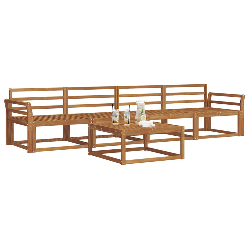  Outdoor Sofa Set 5 Pcs Natural Solid Acacia Wood