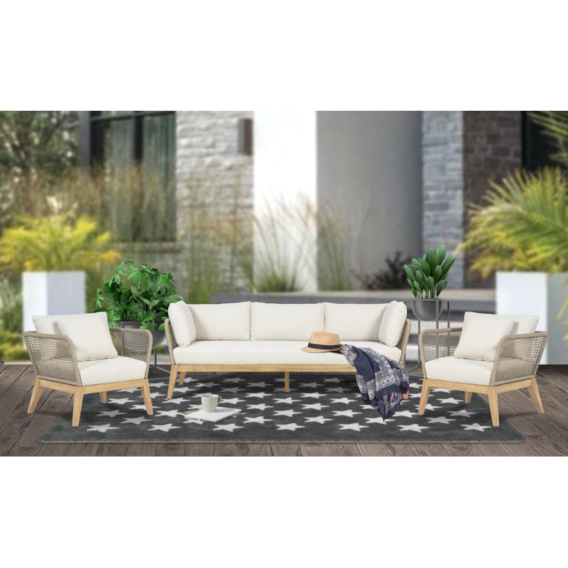 Canapé d'extérieur avec coussins de 86,25 po de largeur Lageschulte, Beige