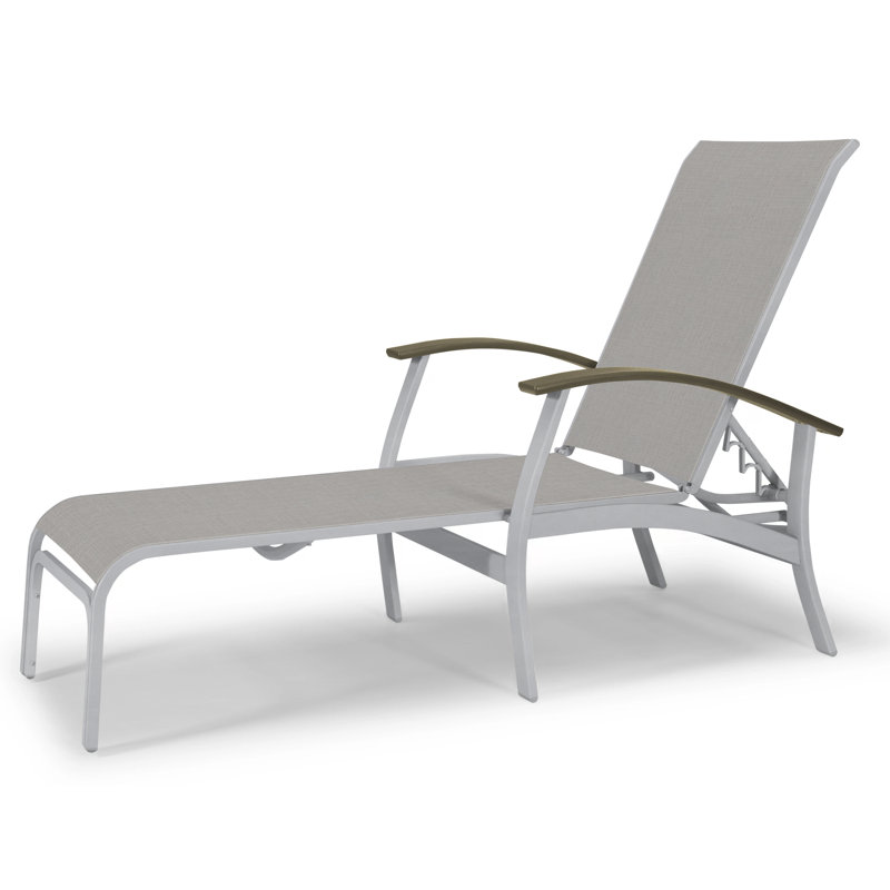 Askar Outdoor Rust-Resistant Metal Chaise Lounge, Textured Beachwood, Alloy Sunbrella®, Beachwood P40