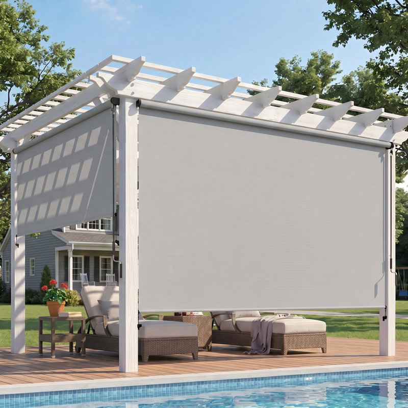  Cordless Outdoor Roller Shade, Assembly Free Patio Sun Shade with Upgraded 420 GSM Fabric for 95% UV Blockout, Weather-Resistant Blinds for Indoor & Outdoor Use