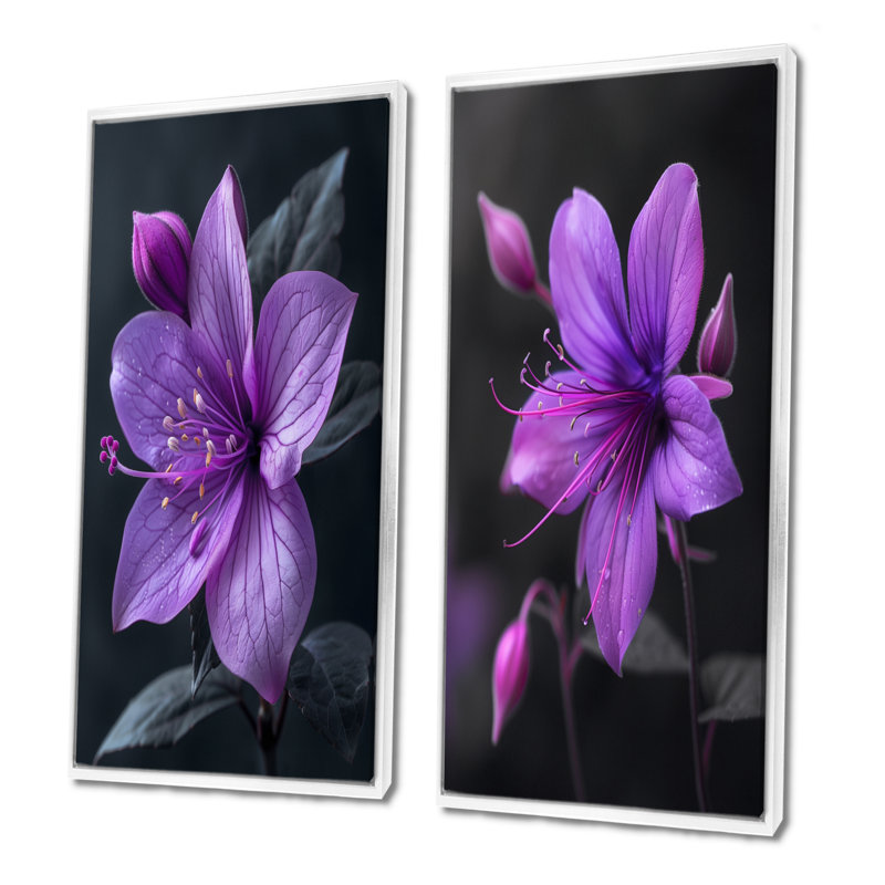 Mauve gris Moody Muse fuchsia I - ensemble d'art mural fuchsia 2 pièces, H 32 po x l 32 po, Impression encadrée, Blanc