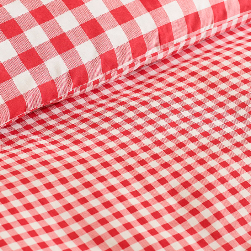 Bamford Gingham Check Reversible Duvet Cover Set, Red, King