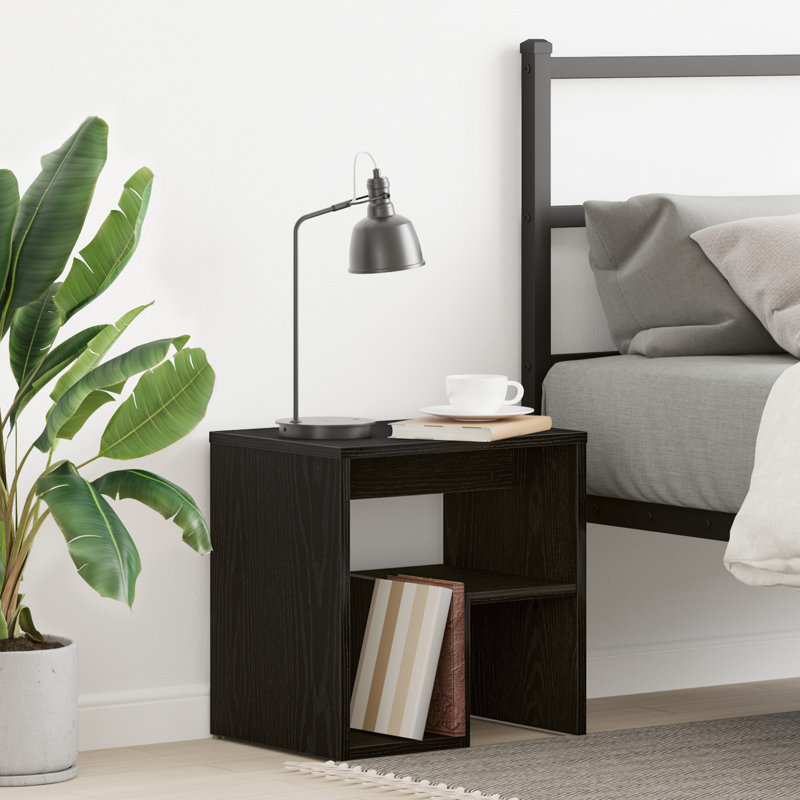 Gilio 40cm W Bedside Table, Black Oak, 1