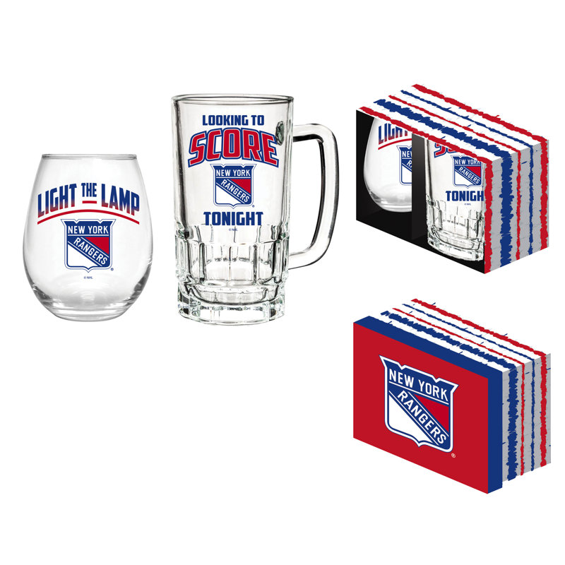 Ensemble-cadeau NHL Team Pint Glass and Wine, Rangers de New York