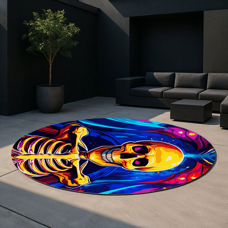 Vibrant Mirage Indoor And Outdoor Area Rug, Rond 5 pi